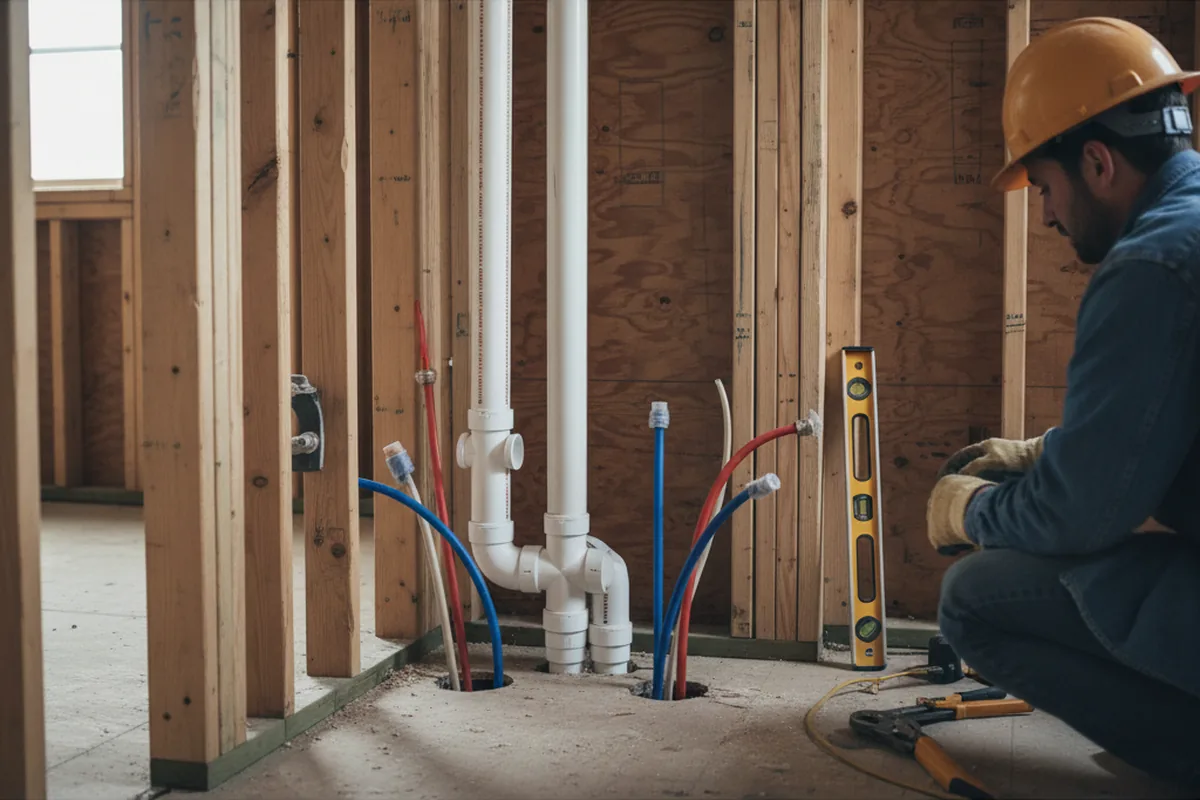 Drain and supply rough-in during Leak Detection in Miramar Beach
