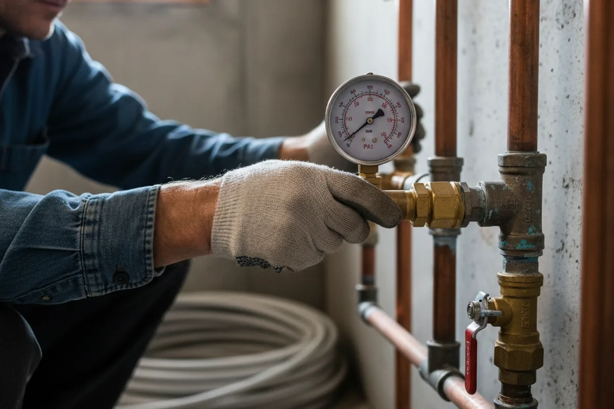 Pressure testing a repaired line during Water Line Repair in Miramar Beach